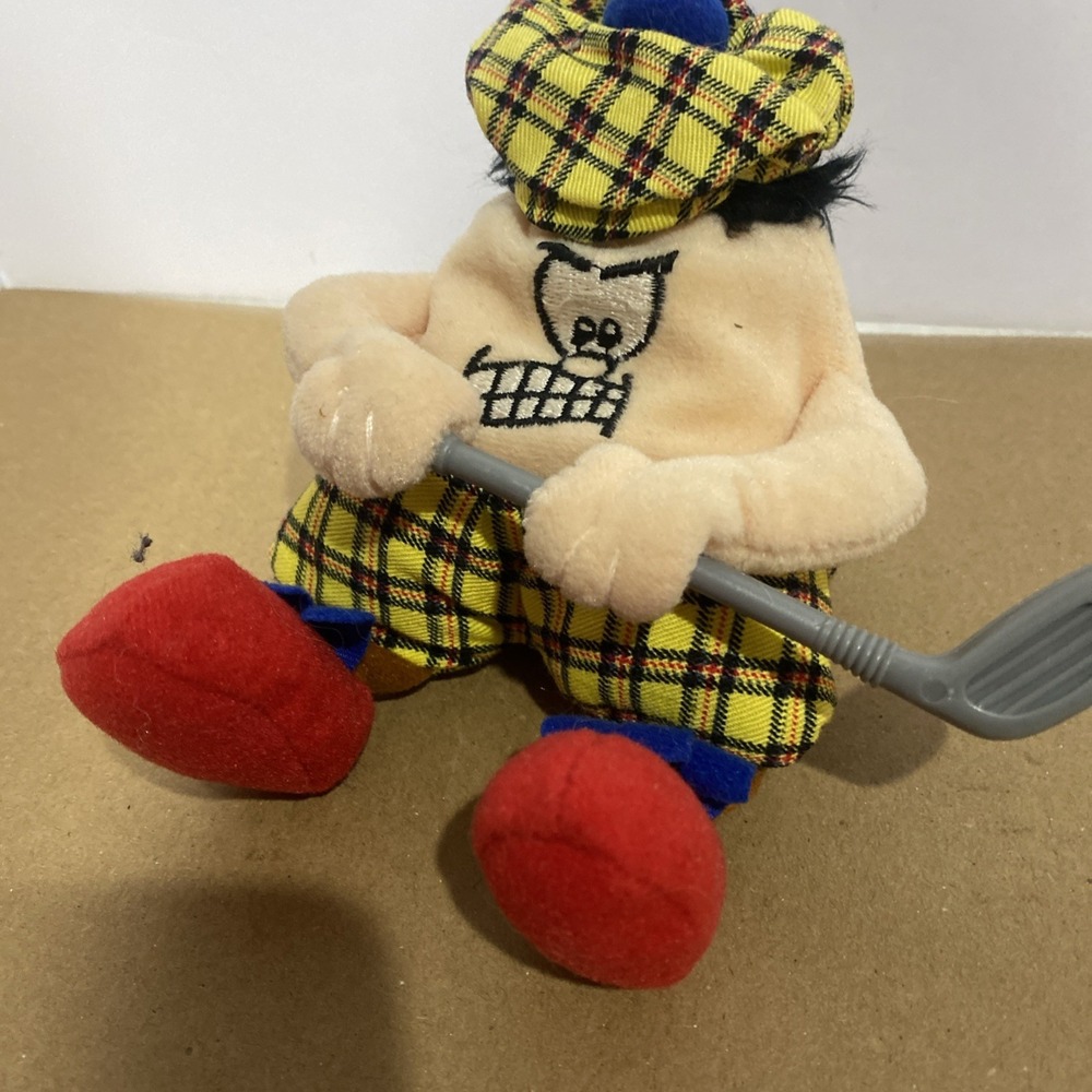 Silly Slammers Plush Beanbag Funny Face Golfer Fellow Plaid Pants & Cap Talking